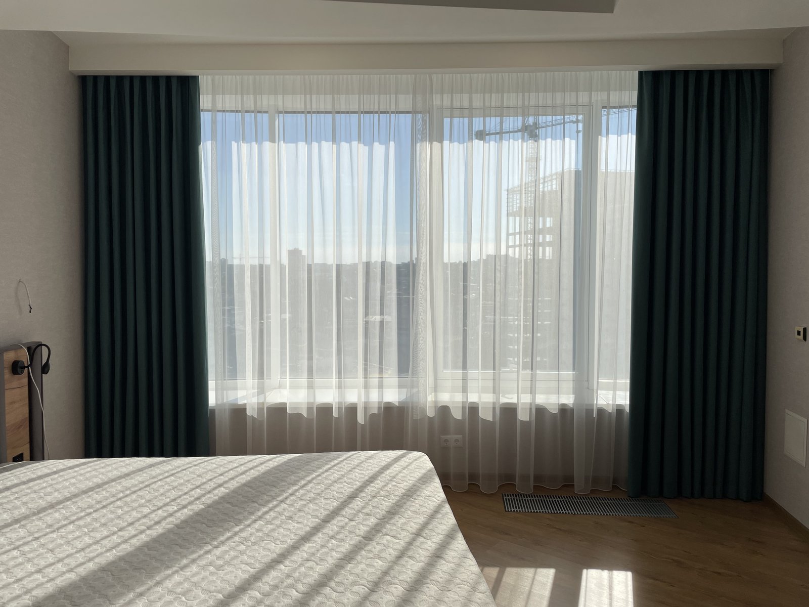 Bedroom after - custom curtains installed